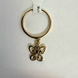 14K Gold Butterfly Dangle Ring