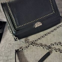 BRIGHTON PRETTY TOUGH STUDDED FRONT FLAP 6"HX9"W CELL PHONE ORGANIZER CROSSBODY