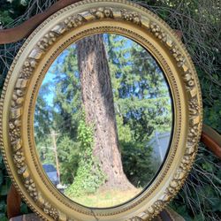 Small Antique Oval Mirror  22” High X 18” Wide