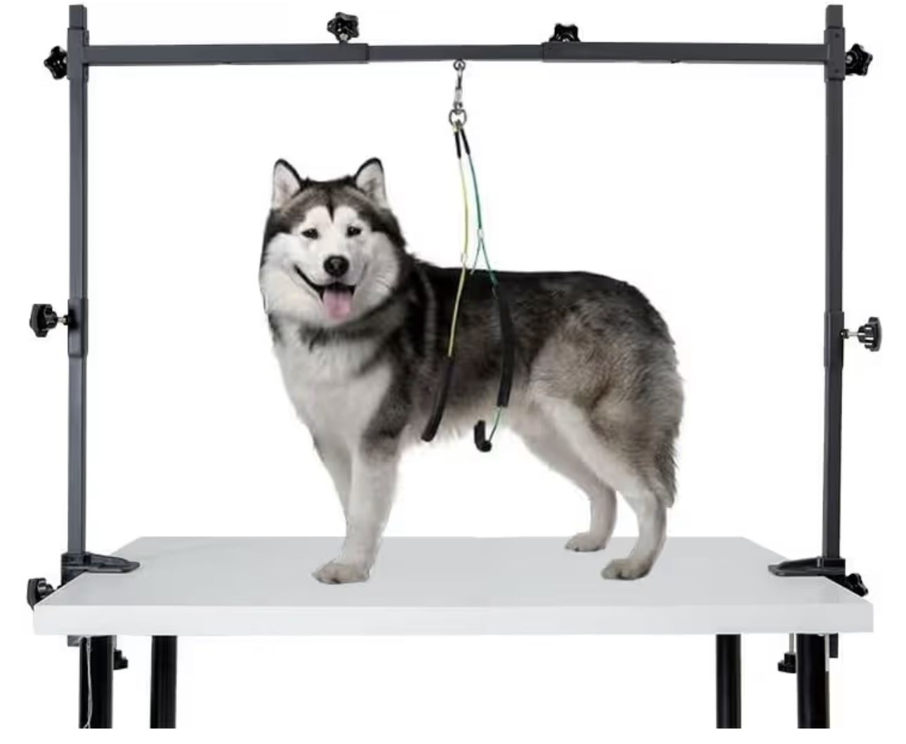 Dog Grooming Arm with Clamp, H-Shape Dog Grooming Table Arm with Adjustable Loops, Sturdy and Easy-to-Install, Large Dog