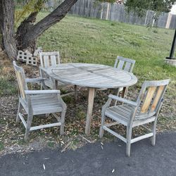 round wood patio table and 4 chairs 52 inch