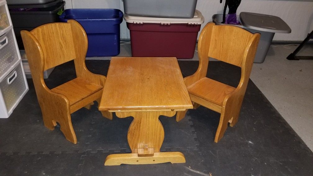 Handcrafted real wood kids table and chairs