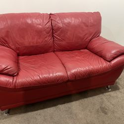 Leather Red Couch !!