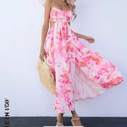 L Pink Woman Dress 