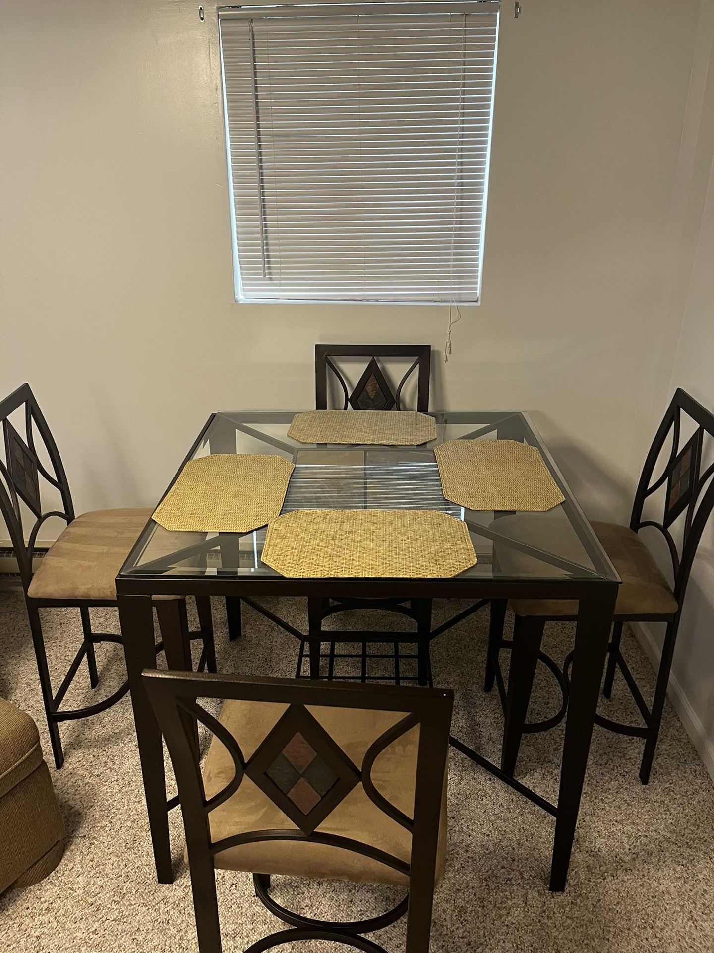 Modern 5-Piece Glass Dining Table Set