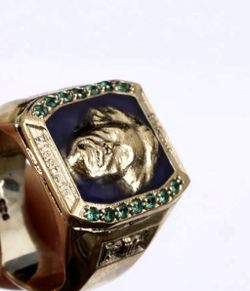 Albert Einstein Emerald Topaz & Black Onyx Silver & Bronze unisex Ring Size 10