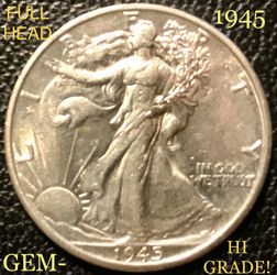 RARE NATURAL 1945 LITE TONED SILVER WALKING LIBERTY HALF DOLLAR