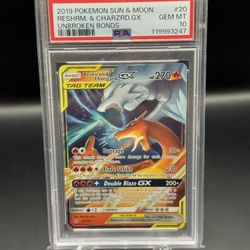 PSA10 Charizard & Reshiram GX Unbroken Bonds 