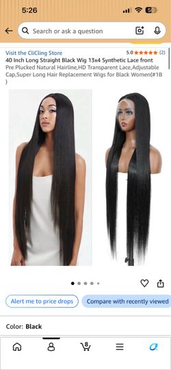 40” Long Straight Synthetic Lace Front Wig