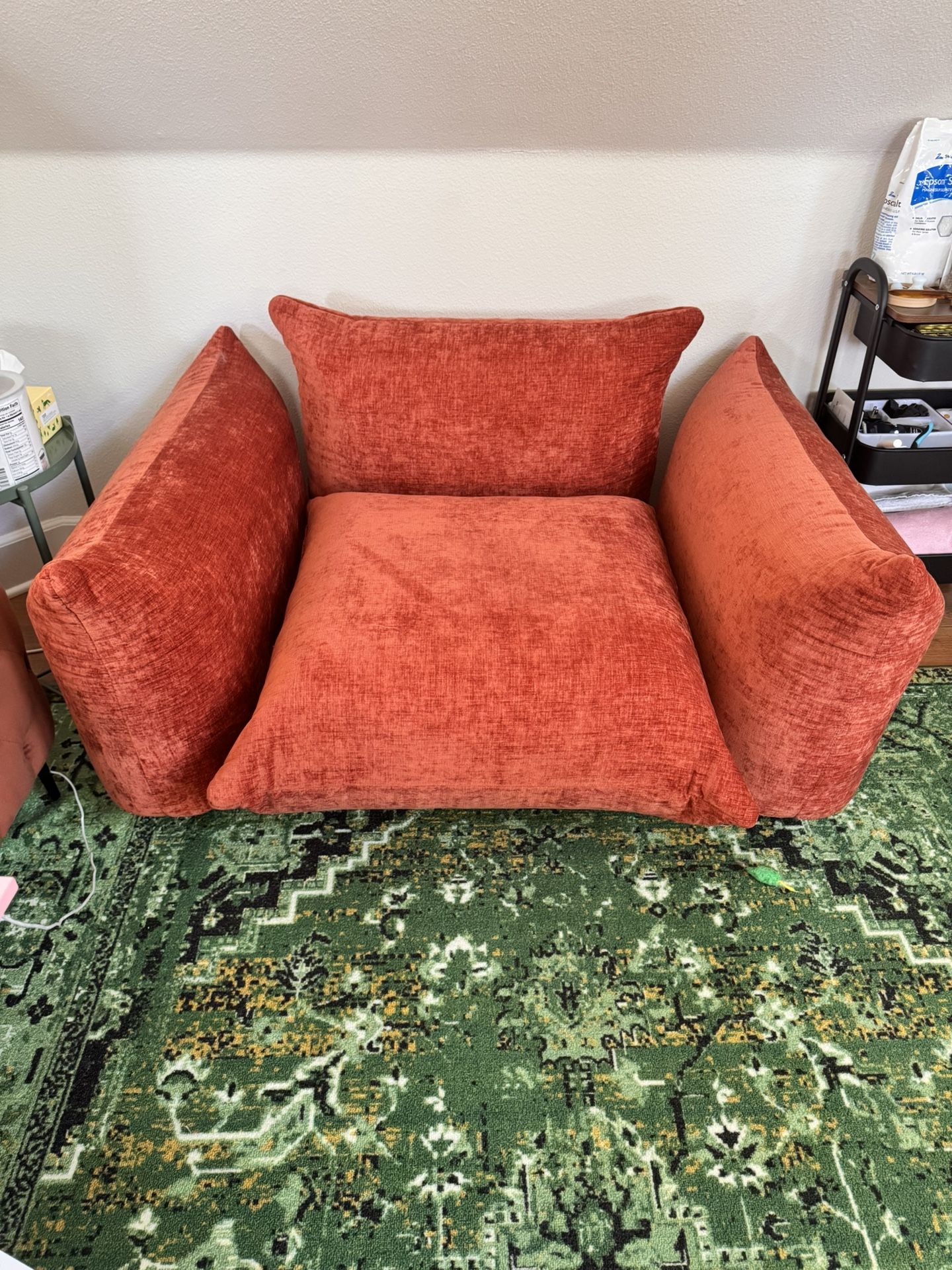 Chenille Single Accent Chair Deep Seat Couches, 50" Plush Sofa for Small Spaces