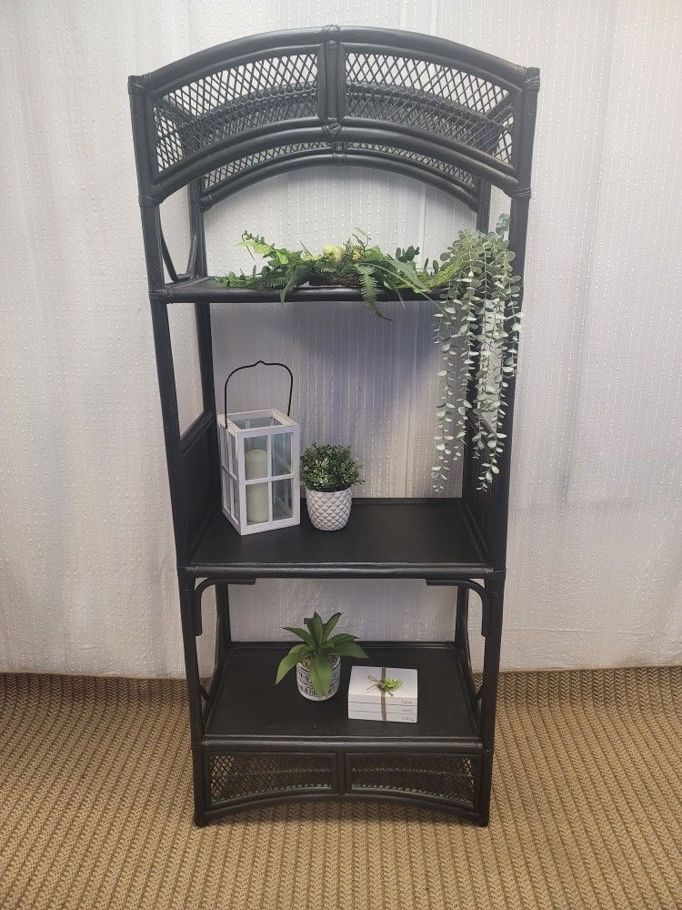 Super Cute Vintage Rattan Bookcase For Sale 