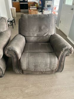 Recliner grey suede