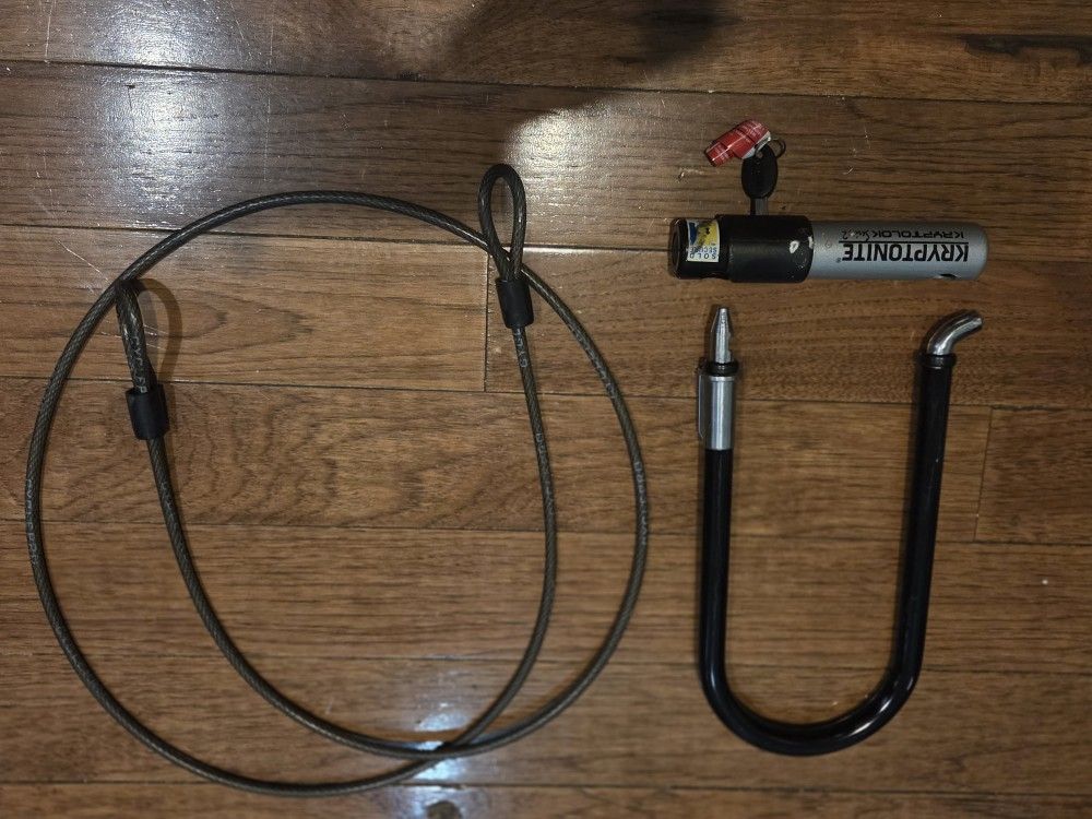 1 Pre-owned Like New Kryptonite series 2 U Bike Lock and 1 cycle pro looped bike lock cable.