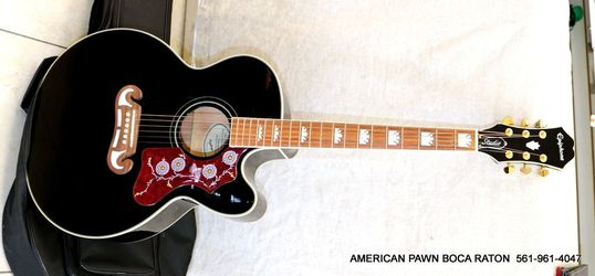 Epiphone J-200EC Studio Acoustic-Electric Guitar Black Fishman Presys Gig Bag