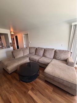 Tan living room couch