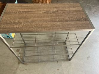 Wood-Look & Metal Shoe Storage Rack:  $25