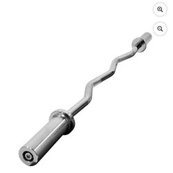 Signature Fitness Olympic Curl Bar, 4FT Alloy Steel Barbell with 2IN Sleeves, Silver Finish 