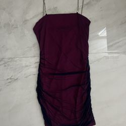 Shein pink and purple ruched dress with chain straps