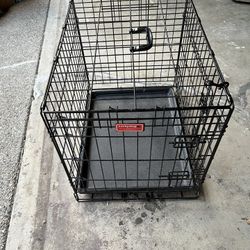 Lucky Dog Training Crate, Folding, Black, 2 Door, 24" 