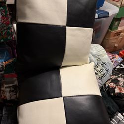 Leather Checkered Pillows 
