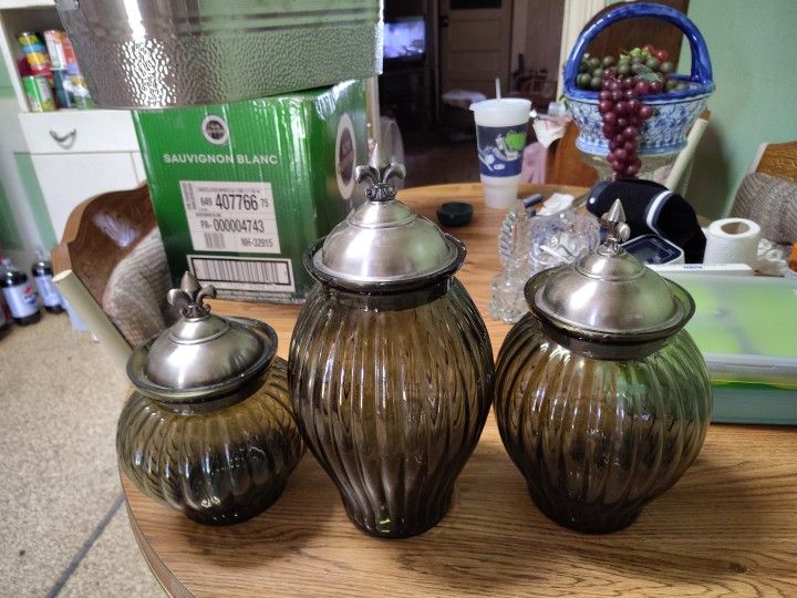 Green Glass Cannisters