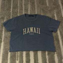 Brandy Melville Hawaii Blue Cropped T-Shirt