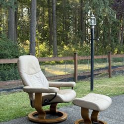 Ekornes Stressless Leather Swivel Recliner & Ottoman