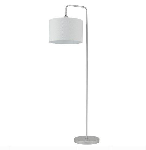 Globe Electric Barden 58" Silver Finish Floor Lamp with White Fabric Shade