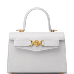 NEW Versace Medusa ’95 Mini Tote Bag Gray Leather Gold Hardware w/ Dust Bag