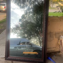 Large Vintage Style Wood Framed Mirror 
