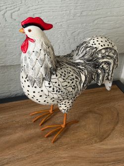 Rustic Red & Gray Farmhouse Chicken Figurine