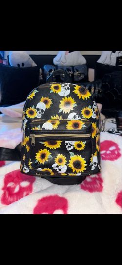 Skulls and sunflowers mini backpack