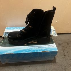 Vasque Urban Black Combat Boots Lace Up Side Zip 