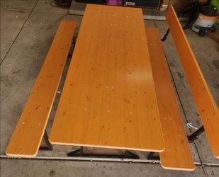 Folding Beer Garden Table with Two Benches