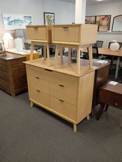 Modern Scandinavian Style Dresser & Nightstands Set