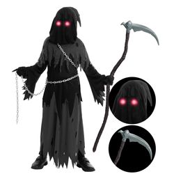 Grim Reaper Halloween Scary Costume Kids Small 5-7 - Disfraz de Parca Ninos 