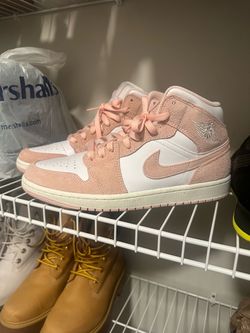 Nike Air Jordan 1 Mid Pink Suede Sneakers