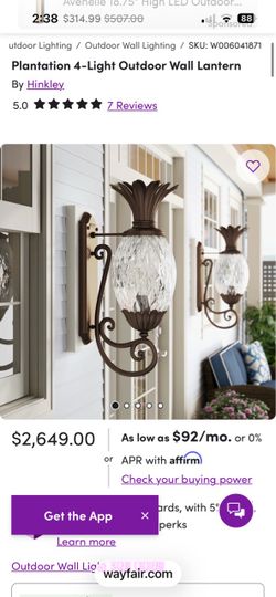 BRAND NEW Pair of Plantation 4-Light Outdoor Wall Sconce - AMAZING PRICE