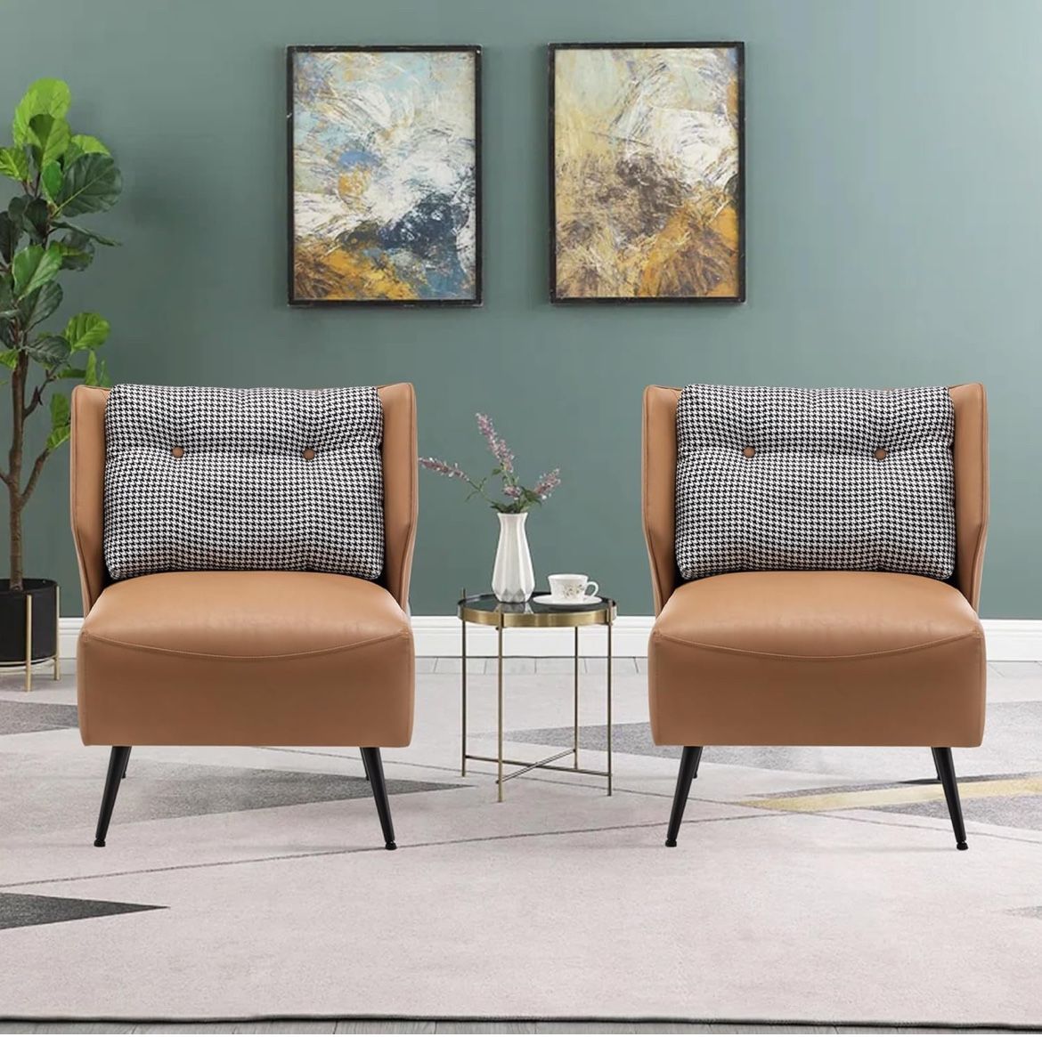 Accent Chairs Living Room Mid Century Modern Upholstered Comfy
