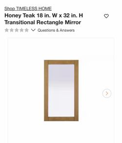 Timeless Home Honey Teak Rectangle Wall Mirror