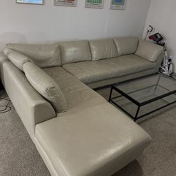 Large Leather Couch with Chaise