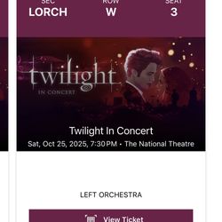 Twilight In Concert - 2 Tickets National Theatres