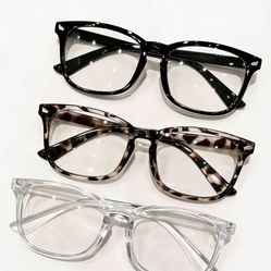 3 Pair Glasses Black, Clear, And Cheetah 