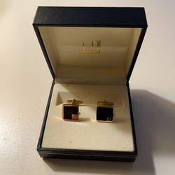 Dunhill Square Cufflinks - Black and Gold Plated