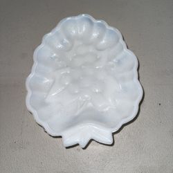 Vintage and Rare Hazel Atlas Milk Glass Grape Candy Dish
