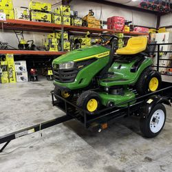 John Deere Riding Mower With Utility Trailer