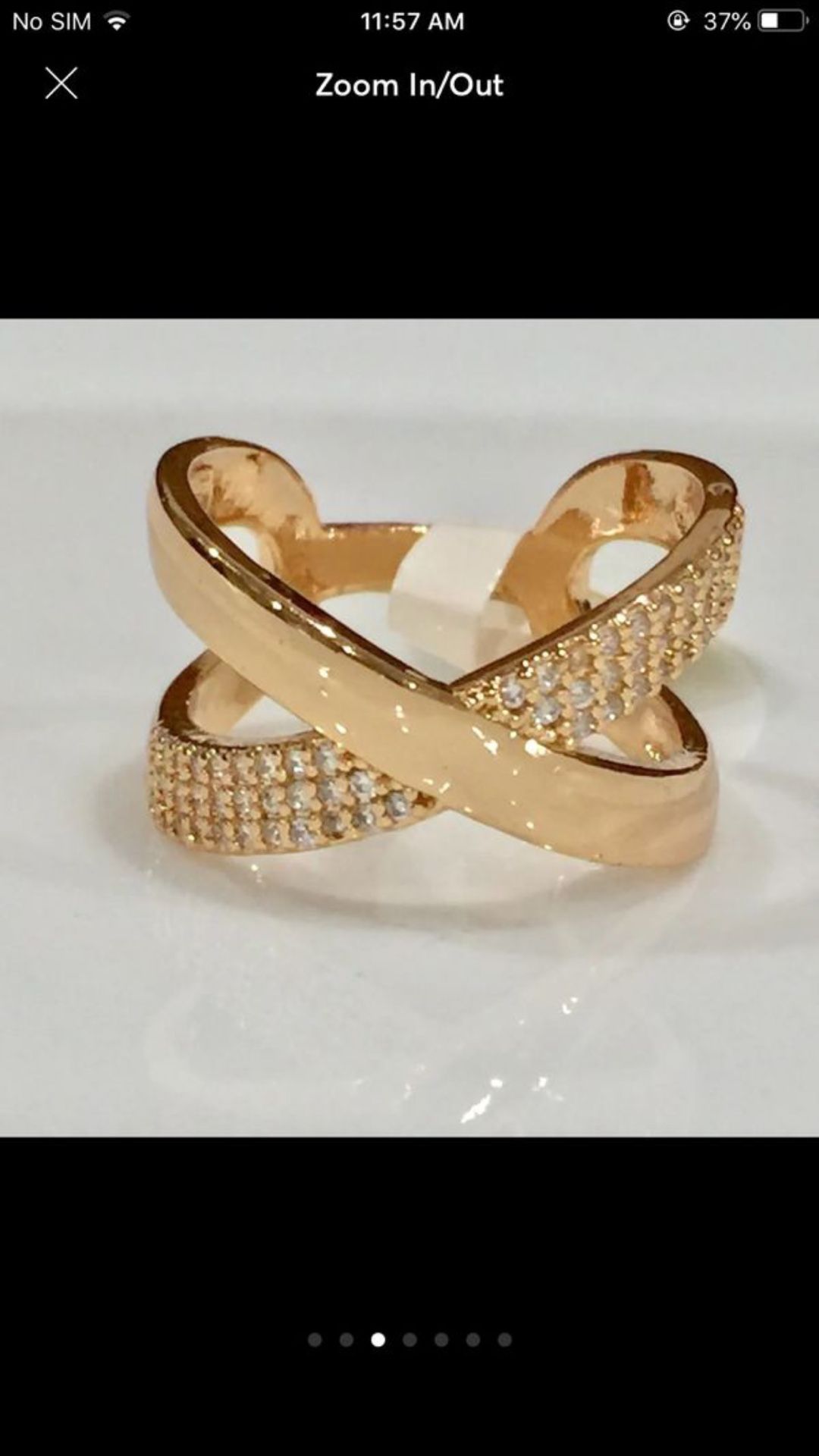 18k gold plated wrap crossover ring size 7