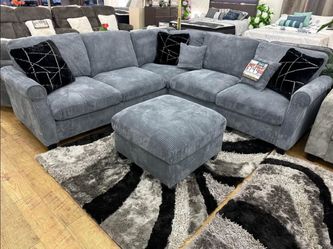 New Sectional Sofa Corduroy Fabric 99x99x34H