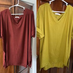 Zenana Super soft V Neck Shirts 1X, 2X Or 3X