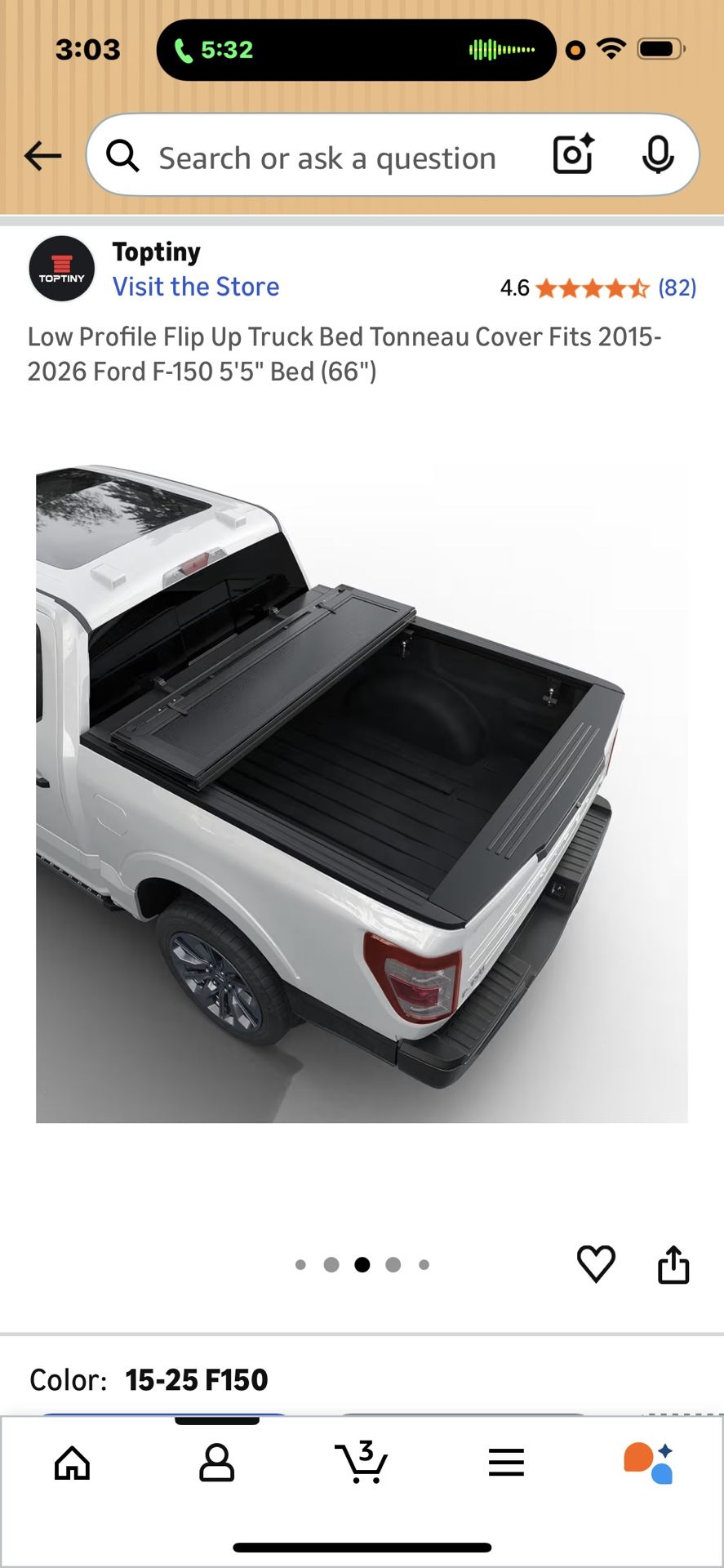 Low Profile Flip Up Truck Bed Tonneau Cover Fits 2015-2026 Ford F-150 5'5" Bed (66")
